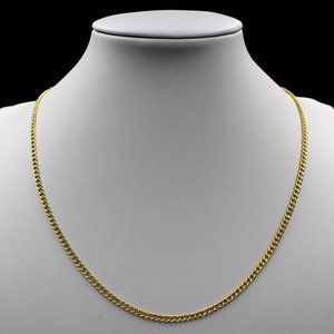 Real 10K Yellow Gold 2mm Cuban Link Chain Necklace 16" inch